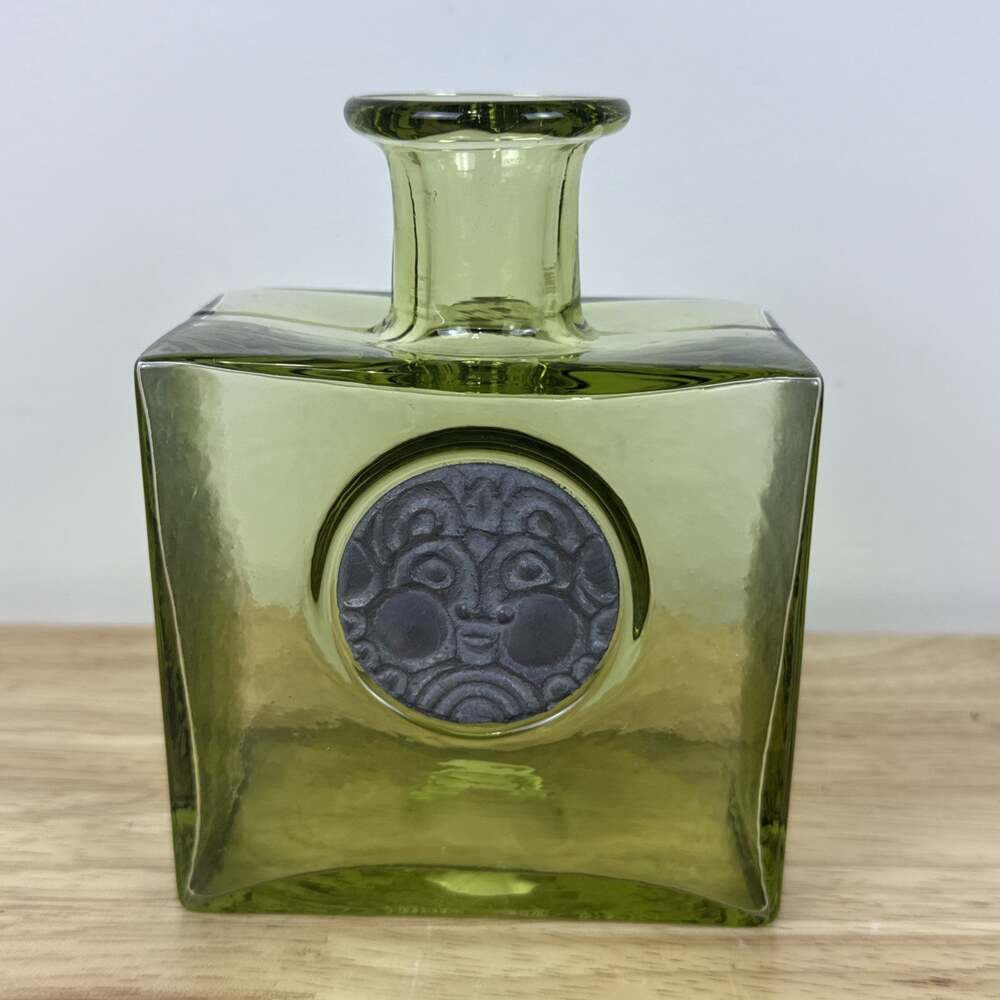 VTG 60’s SKRUF GLASBRUK Sweden art glass DECANTER bottle designer Hellsten 5”